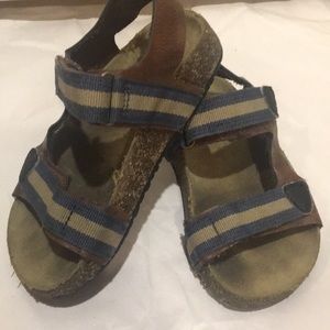 Carter's Kids cork sandals Adjustable blue beige Strap Brown size 9M